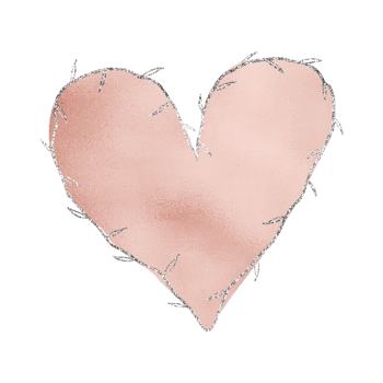 Elegant Rose Gold Heart With Silver Glitter png