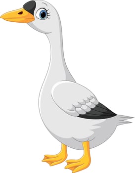 Cartoon cute goose on white background vector