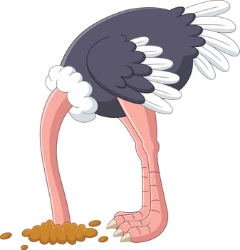 Ostrich hiding its head in the hole vector