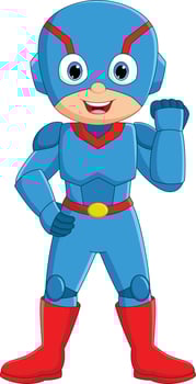Cartoon blue superhero vector