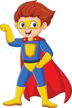 Cartoon superhero boy on white background vector