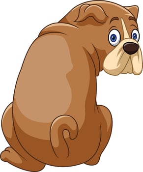 Cute bulldog cartoon sitting and looking back vector
