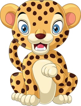 Cute baby leopard cartoon sitting vector