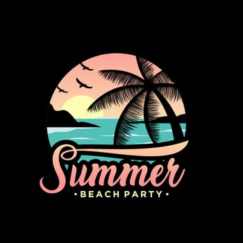 Sunset, Summer beach logo Design vector
