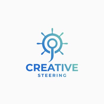 Creative steering logo, wheel logo, marine design, boat logo, yacht design, direction logo concept vector