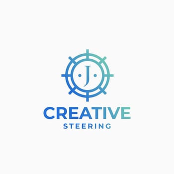 Creative steering logo, wheel logo, marine design, boat logo, yacht design, direction logo concept vector