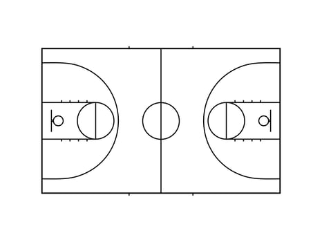Basket Ball Field Sign for Website, Apps, Art Illustration, Pictogram or Graphic Design Element. Vector Illustration