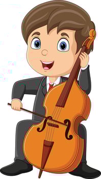 Cartoon little boy playing a cello vector