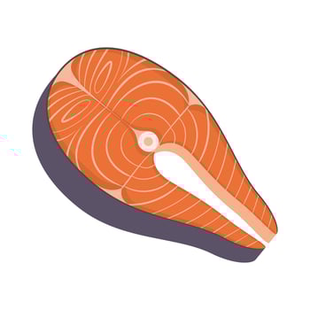 Salmon steak, fish steak, fish fillet, red fish. Vector illustration.