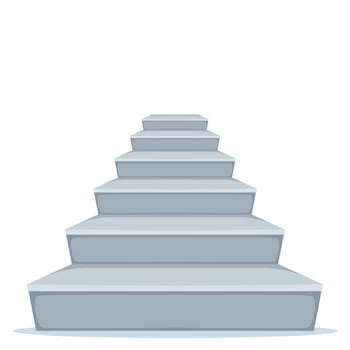 Grey concrete staircase. Stair template front view, vector illustration isolated on white.