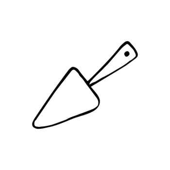 Cake shovel doodle illustration. Hand drawn cake shovel isolated. vector