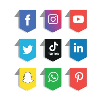 Social media icons set Logo Vector Illustrator