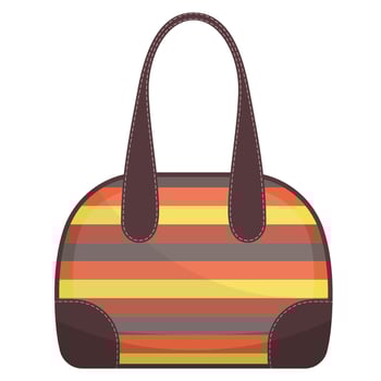 Colorful handbag with white stitching. Woman bag. Ladies handbag isolated on white background. Vector illustration.