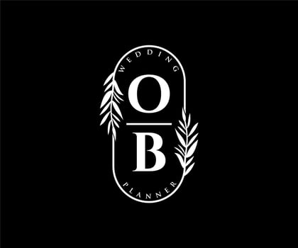 OB Initials letter Wedding monogram logos collection, hand drawn modern minimalistic and floral templates for Invitation cards, Save the Date, elegant identity for restaurant, boutique, cafe in vector