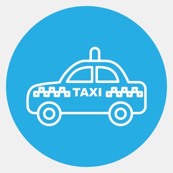 Icon taxi. Transportation elements. Icons in blue style. Good for prints, posters, logo, sign, advertisement, etc. vector