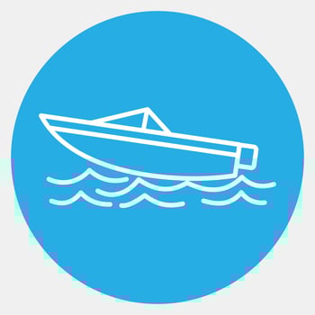 Icon speed boat. Transportation elements. Icons in blue style. Good for prints, posters, logo, sign, advertisement, etc. vector