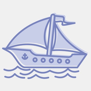 Icon sail ship. Transportation elements. Icons in two tone style. Good for prints, posters, logo, sign, advertisement, etc. vector