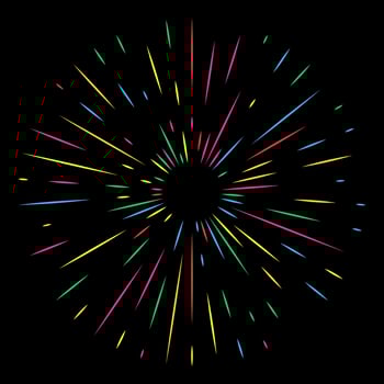 Colorful Holiday Firework on night background. Festive, anniversary and celebration Bright Salute. Vector illustration