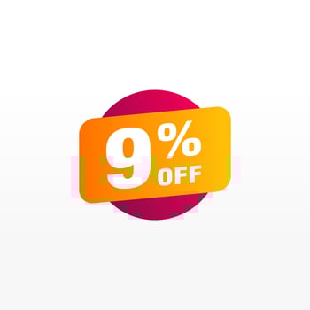 9 discount, Sales Vector badges for Labels, , Stickers, Banners, Tags, Web Stickers, New offer. Discount origami sign banner.