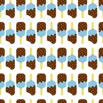 Seamless Colorful Ice Cream Pattern. Ice Cream Dessert on a Wooden Stick. Vector illustration.