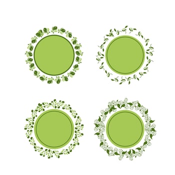 Green nature border circle set vector