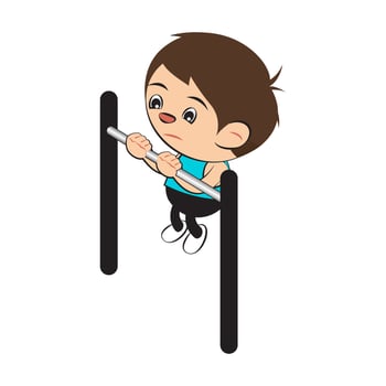 Clipart of cartoon version of man work out by pull up vector