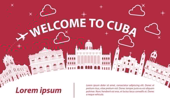Cuba famous landmark silhouette style vector
