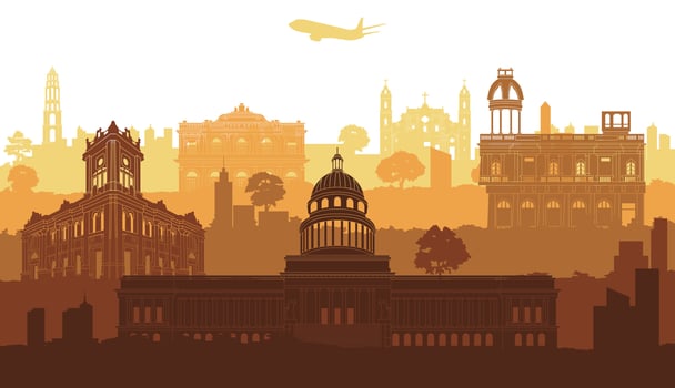 Cuba famous landmark silhouette style vector