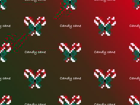 Candy Cane cartoon character seamless pattern on red background vector