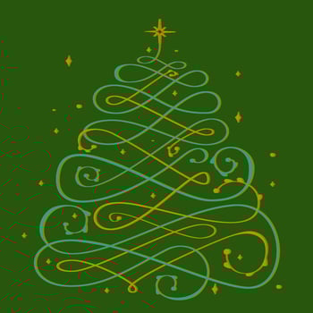 Vector Christmas tree. Creative  Abstract ornate decorative element for Holiday greeting cards, banners. Vector art illustration