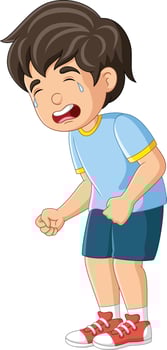 Cartoon little boy standing and crying vector