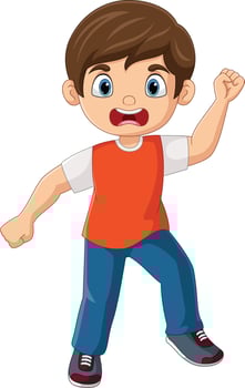 Cartoon angry little boy expression vector