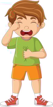 Cartoon little boy standing and crying vector