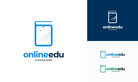Online Education logo designs concept vector, Book and Phone logo template vector