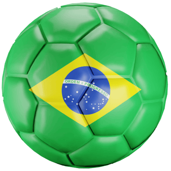 3D render soccer ball with Brazil nation flag. png