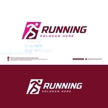 Running club logo template, Marathon tournament logptype, Sport team identity. Fitness, athlete training for life symbol, Creative lettering logo design. vector