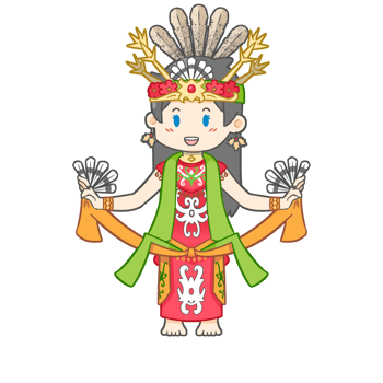 Cute Dayak girl Dance cartoon illustration png