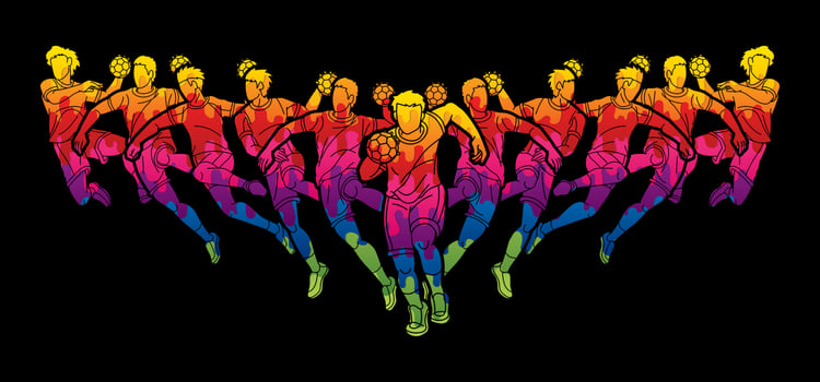 Group of Handball Sport Male Players  Running Action vector