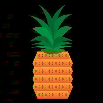 Pineapple fruit vector illustration. Geometric pineapple cartoon style on black background. Summer fruits for a healthy and natural life. Modern art pineapple flat design.