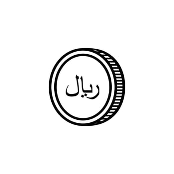 Rial Sign also known as Riyal Sign for Icon, Symbol, Pictogram, Website, Art Illustration or Graphic Design Element. Vector Illustration