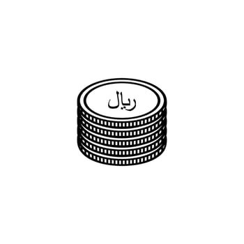 Rial Sign also known as Riyal Sign for Icon, Symbol, Pictogram, Website, Art Illustration or Graphic Design Element. Vector Illustration