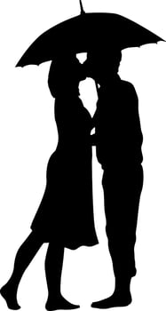 Black and white silhouette couples. Lovers, kiss. Valentine's Day. Vector illustration for website, printing