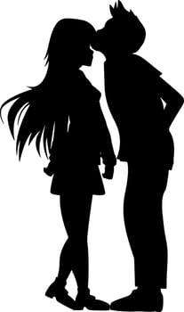 Black and white silhouette couples. Lovers, kiss. Valentine's Day. Vector illustration for website, printing