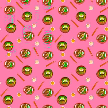 Ramen Japanese Food Pattern vector