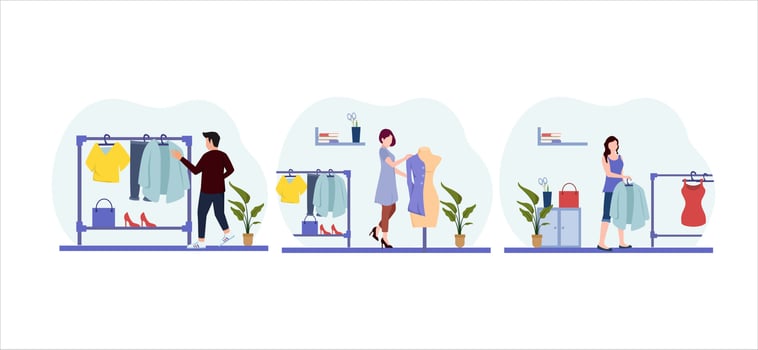 Flat Bundle Fashion Design Illustration vector