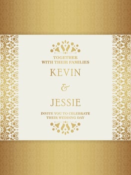 Gold invitation background style ornamental pattern vector