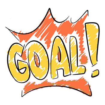 goal text icon. sports theme, football, soccer, championship, etc. hand drawn vector illustration.
