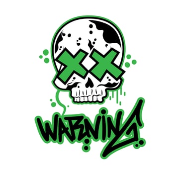 Skull Head With x eyes and Warning Tagline for Apparel Design especially for T shirt, jacket, hoodie, sweater or anything vector