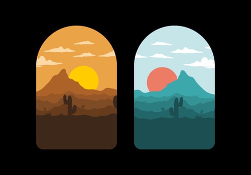 Colorful desert landscape with cactus trees illustration vector