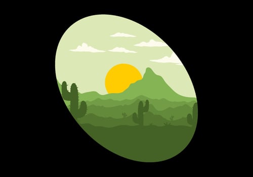 Colorful desert landscape with cactus trees illustration vector